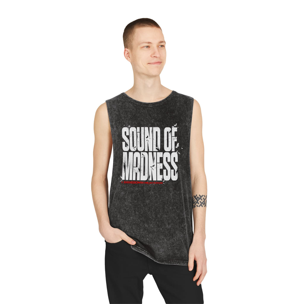 Unisex Stonewash Tank Top - Sound of Madness Graphic Tee